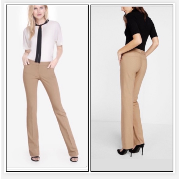 EXPRESS FLAIRE LEG EDITOR TAN PANTS SZ 10 - Picture 3 of 9